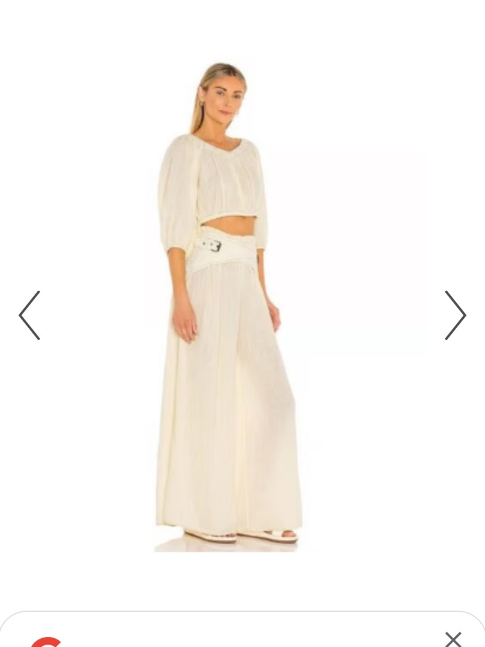 Free People Cream Wide Leg Pants with Boho Belt Details and top